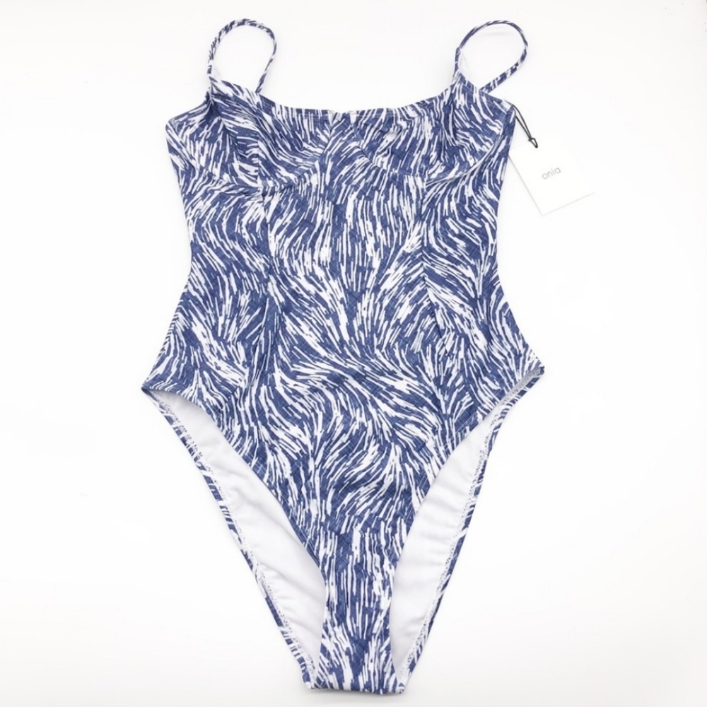 Onia Chelsea One Piece Blue - White Printed  Underwire Swimsuit